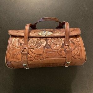 Vintage 60s-70s Tooled Leather Boho Likely Mexican made Purse REDUCED PRICE